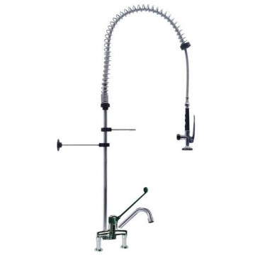 Gruppo doccia con miscelatore biforo, Canna (L) 200 mm, con leva clinica nera e rubinetto incorporato