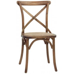 Sedia con struttura in legno, effetto anticato, seduta in rattan (8 pcs)