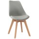 Sedia con struttura in legno, scocca in polipropilene, cuscino in ecopelle (2 pcs)