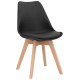 Sedia con struttura in legno, scocca in polipropilene, cuscino in ecopelle (2 pcs)