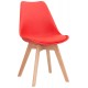 Sedia con struttura in legno, scocca in polipropilene, cuscino in ecopelle (2 pcs)