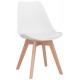 Sedia con struttura in legno, scocca in polipropilene, cuscino in ecopelle (2 pcs)