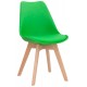 Sedia con struttura in legno, scocca in polipropilene, cuscino in ecopelle (2 pcs)