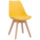 Sedia con struttura in legno, scocca in polipropilene, cuscino in ecopelle (2 pcs)