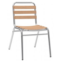 Sedia con struttura in alluminio anodizzato Ø 25x1,5 mm, doghe in legno di rovere