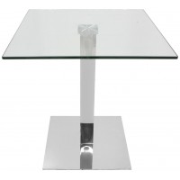 Tavolo con base in acciaio cromato, piano in vetro temperato