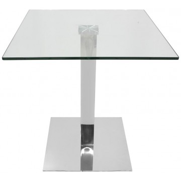 Tavolo con base in acciaio cromato, piano in vetro temperato - 80x80xH72 cm