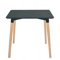 Tavolo in legno e acciaio, piano in MDF laccato - 80x80xH74 cm