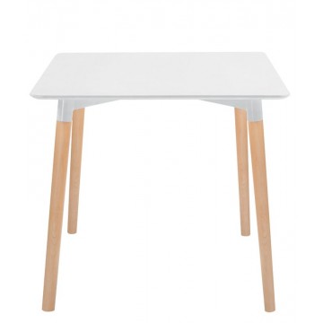 Tavolo in legno e acciaio, piano in MDF laccato - 80x80xH74 cm