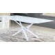 Tavolo con piano allungabile in cristallo, struttura in metallo verniciato