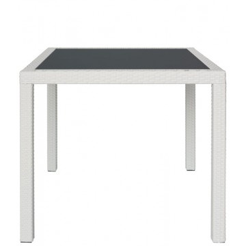 Tavolo in alluminio, rivestimento in filo di polietilene, piano in vetro temperato - 80x80xH75 cm