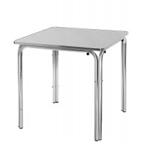 Tavolo con struttura in alluminio, piano in acciaio inox