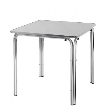 Tavolo con struttura in alluminio, piano in acciaio inox - 60x60xH73 cm