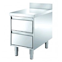 Cassettiera in acciaio inox a 2 cassetti con alzatina