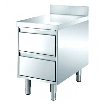 Cassettiera in acciaio inox a 2 cassetti con top e alzatina - 60X68x85 cm