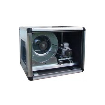 Ventilatore centrifugo cassonato a doppia aspirazione. Motore trasmissione 2 Velocità