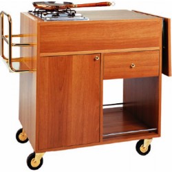 Carrello flambè professionale - 1 Piastra 2 Fuochi - 105/143x58x85 h