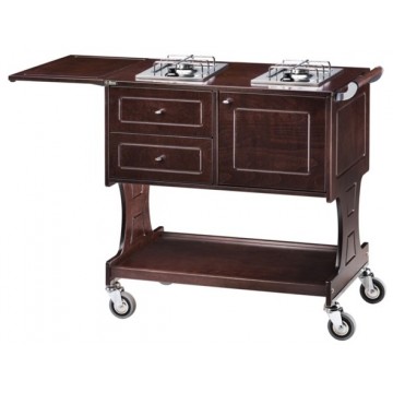 Carrello flambè professionale - 2 Piastre a 1 Fuoco separate - 107/145x58x91h Carrello flambè professionale - 2 Piastre a 1 Fuoco separate - 107/145x58x91h