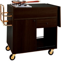 Carrello flambè professionale - 2 piastre a 1 fuoco separate - 105/143x58x85 h