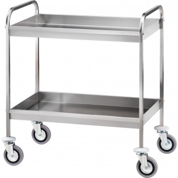 Carrello di servizio inox da sbarazzo - 2 vasche - 91x57x97h