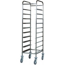 Carrello portavassoi inox - per 10 vassoi - 38x62x175h