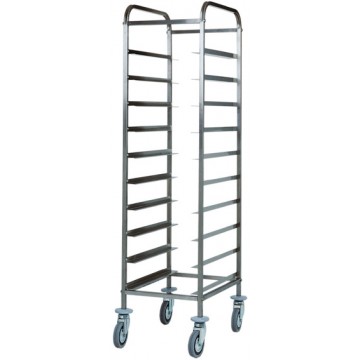 Carrello portavassoi inox - per 10 vassoi - 38x62x175h