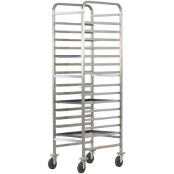 Carrello inox portateglie rinforzato per pasticcceria - 14 teglie 60x40 - 53x72x182h