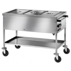 Carrello termico inox bagnomaria con temperatura differenziata - Per 3 bacinelle GN1/1