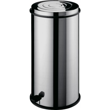 Pattumiera tonda in acciaio inox con cestello interno in metallo e pedale - Ø 41-71 h / 80 lt