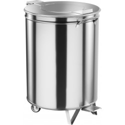Portarifiuti carrellato in acciaio inox con pedale - Ø 46 x 70 h / 100 lt