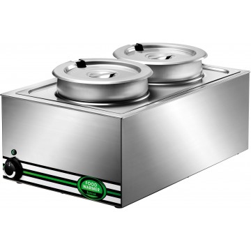 Tavola calda bagnomaria in acciaio inox con 2 pentole - 57x37x28h