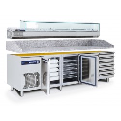 Tavolo da laboratorio per pizza con cassettiera TP3 TN (0/+8°C) 537 Lt - PROF. 83 cm