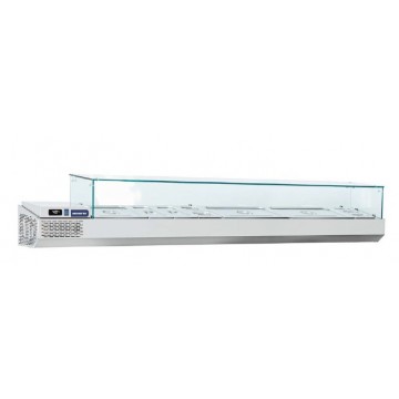 Vetrina refrigerata per condimenti pizza in acciaio INOX con vetro (50 Lt) L 1450 mm