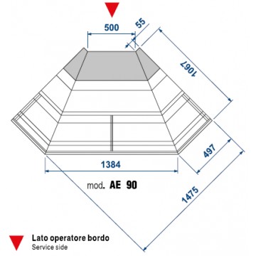 Banco alimentare da taglio Self Service Neutro (Modulo Angolare Esterno) 1475x1475x890 mm