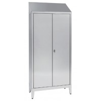 Armadio porta stivali acciaio inox 304 a 2 ante a battente con tetto inclinato