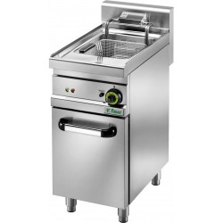 Friggitrice elettrica in acciaio inox con rubinetto e cestello grande. 11,5 kW - 400V 3PH - capacità 18 Lt