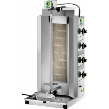 Gyros a gas in acciaio inox con kit per GPL incluso. 8 bruciatori. 13,6 kW - 230V 1PH