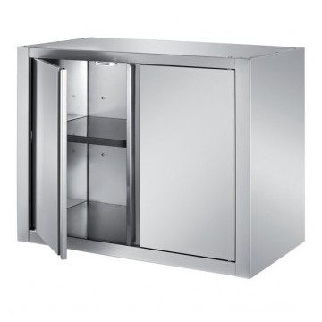 Pensile con porte a battente e ripiani lisci - in acciaio inox - 80x40x66 cm