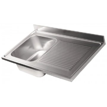 Lavello in acciaio inox - 1 vasca con gocciolatoio destro - PROF. 60 cm