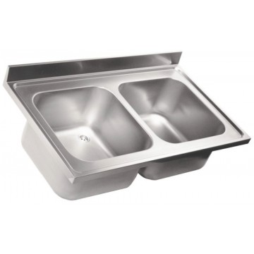 Lavello in acciaio inox - 2 vasche - PROF. 70 cm