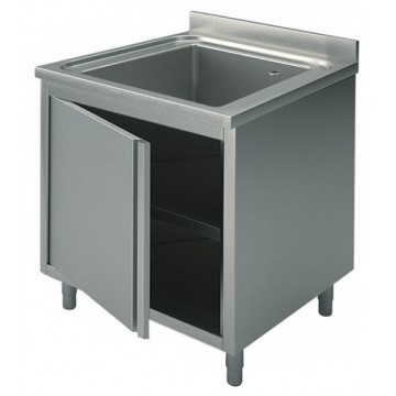 Lavatoio inox armadiato - 1 vasca - PROF. 60 cm