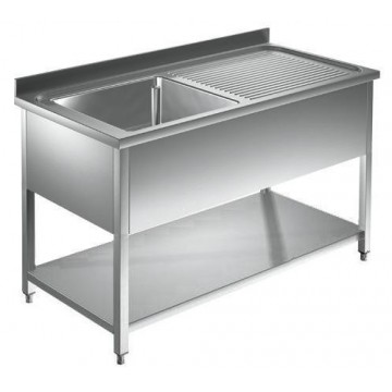 Lavapentole inox su mobile aperto - 1 vasca con gocciolatoio destro e ripiano inferiore - PROF. 70 cm Lavapentole inox su mobile aperto - 1 vasca con gocciolatoio destro e ripiano inferiore - PROF. 70 cm