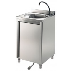 Lavamani inox su armadietto con erogatore a pedale