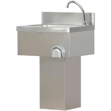 Lavamani inox a colonna con comando a ginocchio - 50x40x80 cm