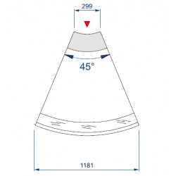 Banco alimentare da taglio a refrigerazione ventilata (Modulo Angolare Esterno 45°) 1181x1180x1216 mm