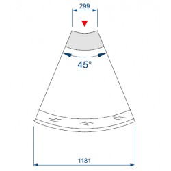 Banco alimentare da taglio a refrigerazione ventilata (Modulo Angolare Esterno 45°) 1181x1180x1216 mm