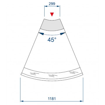 Banco alimentare da taglio a refrigerazione ventilata (Modulo Angolare Esterno 45°) 1181x1180x1216 mm