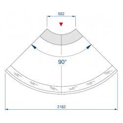 Banco alimentare da taglio a refrigerazione ventilata (Modulo Angolare Esterno 90°) 2182x1180x1216 mm