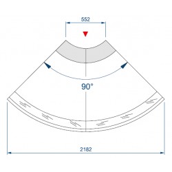 Banco alimentare da taglio a refrigerazione ventilata (Modulo Angolare Esterno 90°) 2182x1180x1216 mm