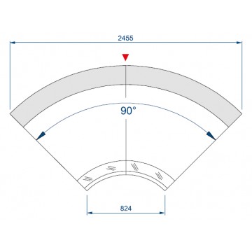 Banco alimentare da taglio a refrigerazione ventilata (Modulo Angolare Interno 90°) 2455x1180x1216 mm